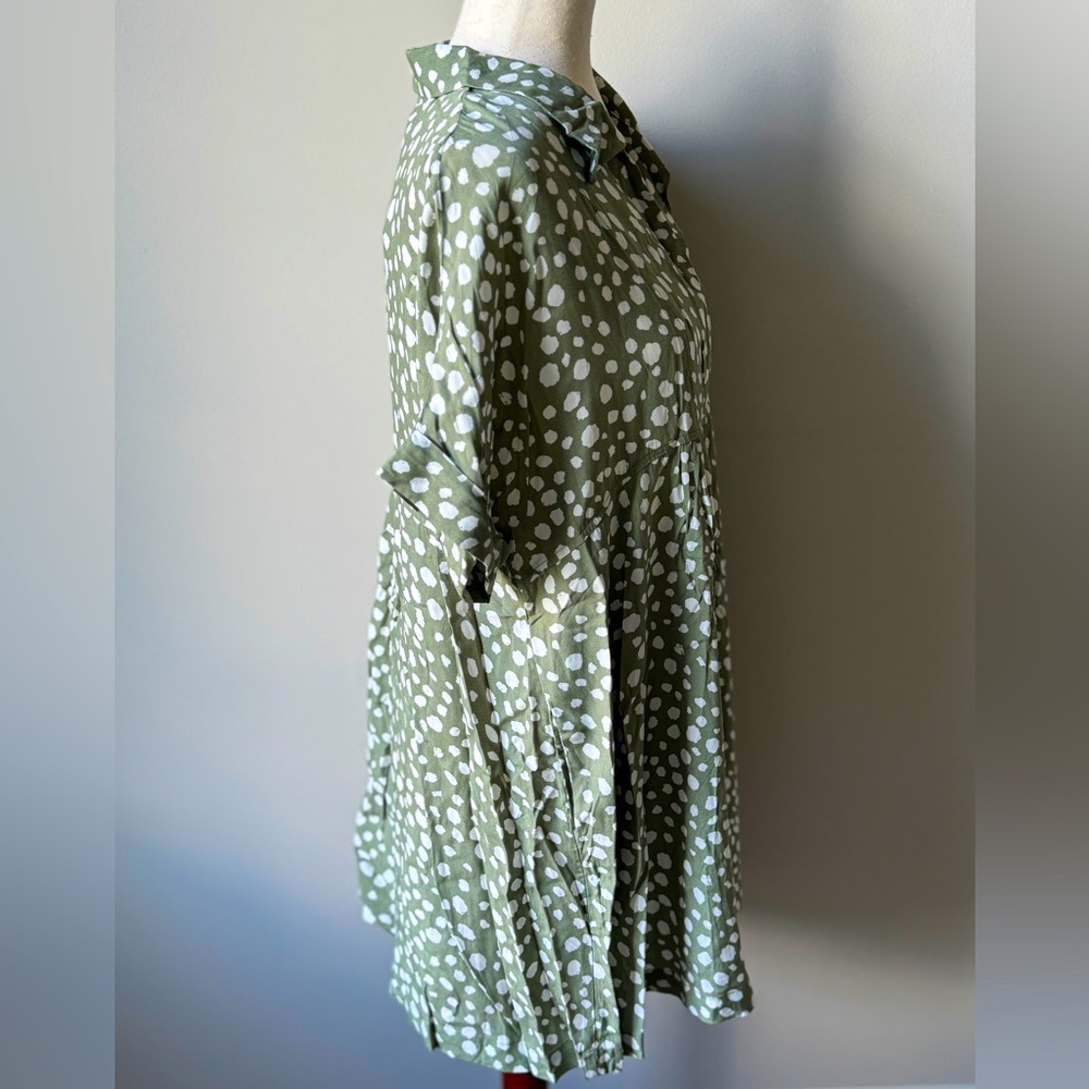 NWT | Kori America | Spotty Dot Babydoll Dress | Sage | Small - Picture 4 of 7